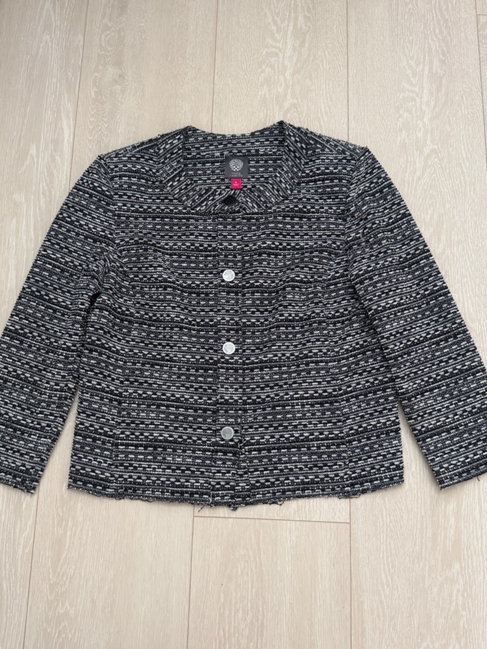 Vince Camuto Black & White Textured Tweed Blazer